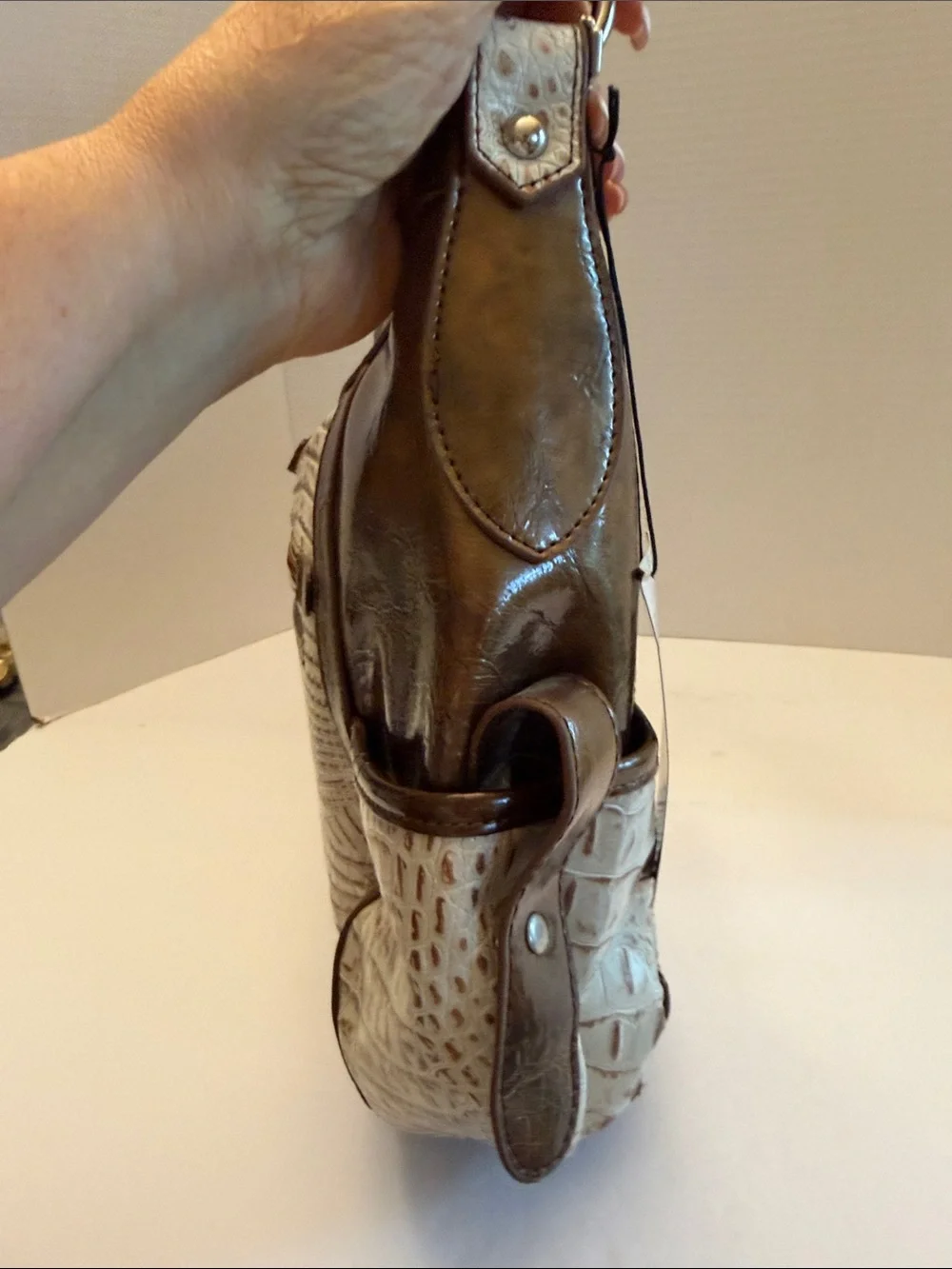 Madi Claire Genuine Leather Croc-Embossed Shoulder Bag